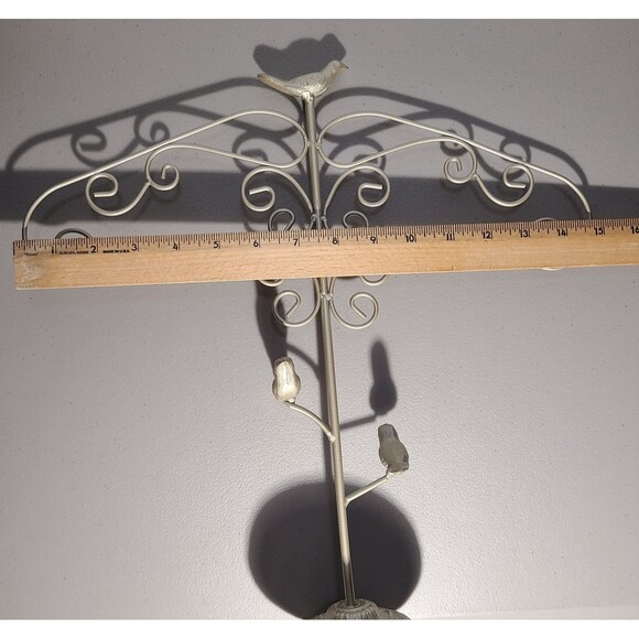 3 Birds White Cast Metal Jewelry Tree Stand Necklace Bracelet Display Holder - Picture 4 of 5
